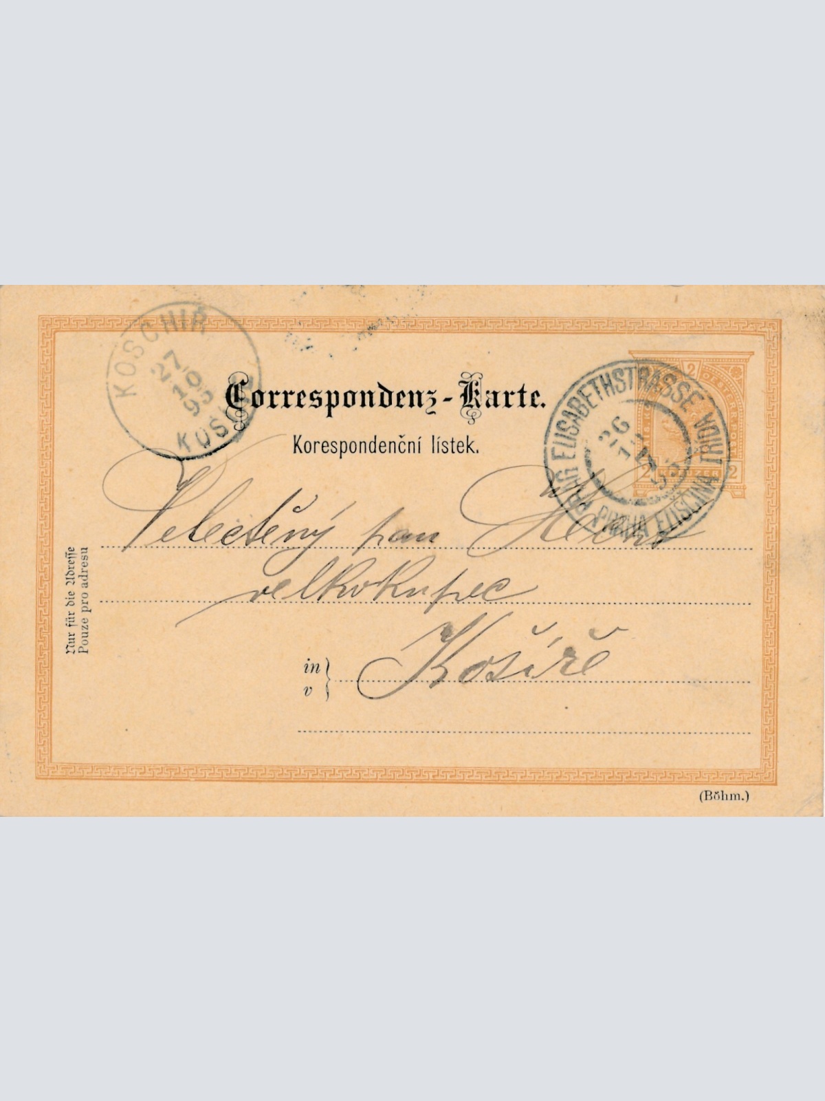 2 Kreuzer Ganzsachen - Karte 1895 aus Prag Elisabethstrasse (10445)