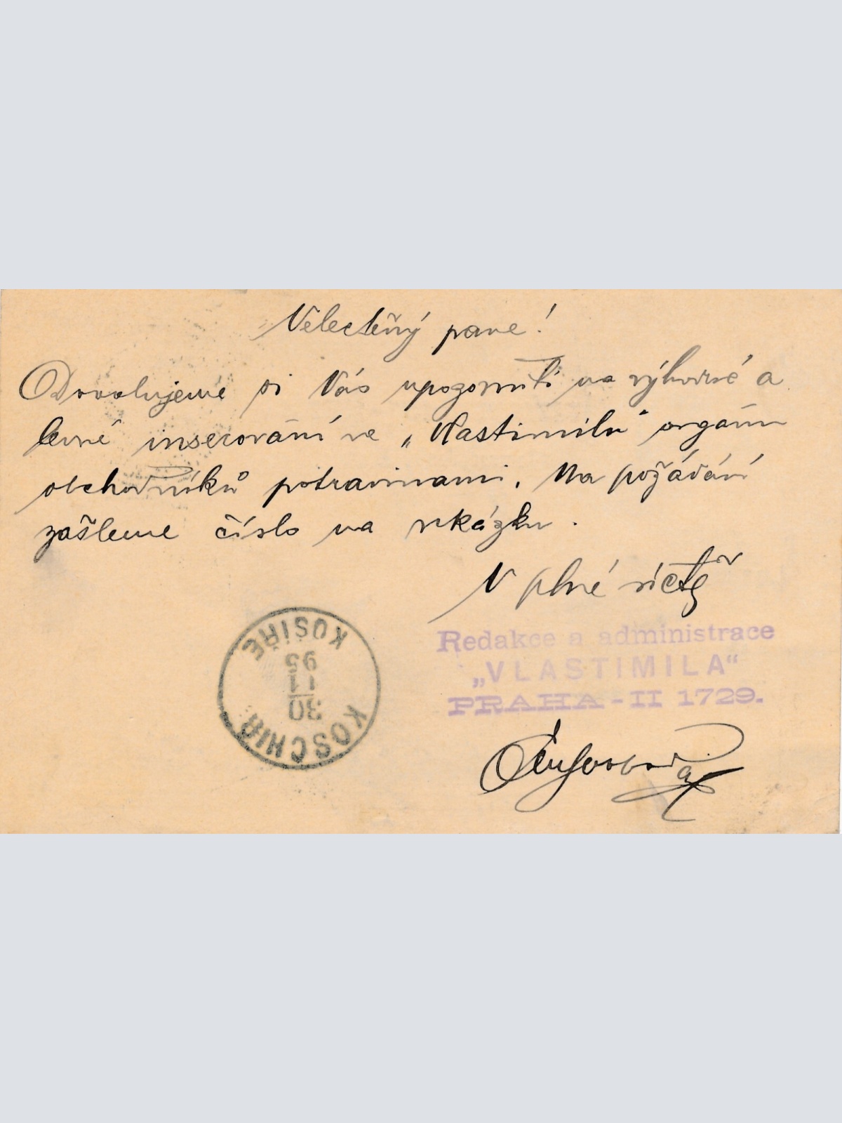 2 Kreuzer Ganzsachen - Karte 1895 aus Königliche Weinberge (10446)