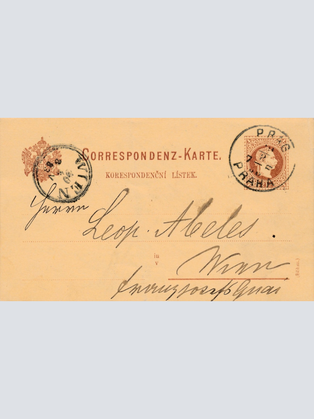 2 Kreuzer Ganzsachen - Karte 1883 aus Prag (10447)