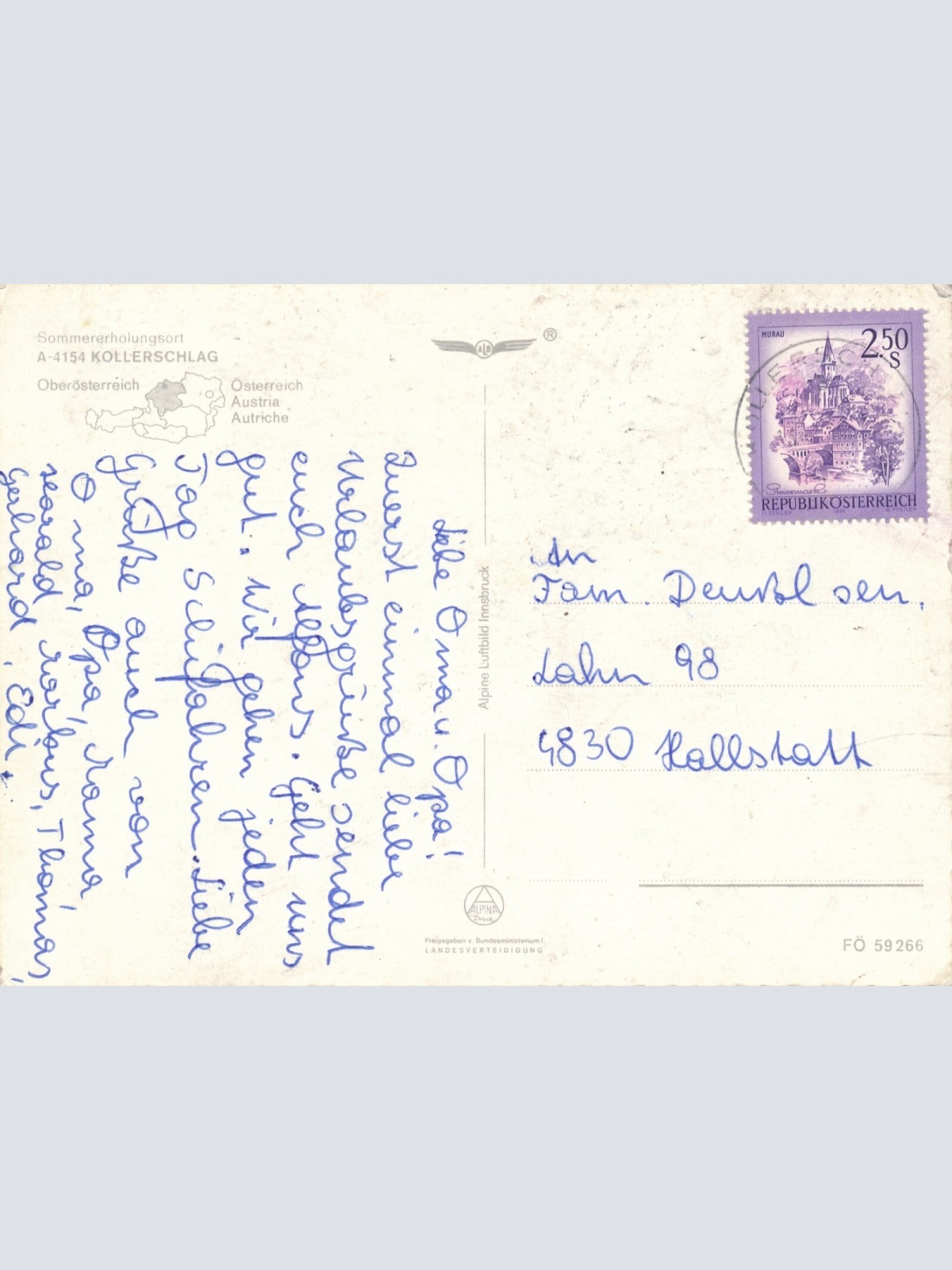 Alpine - Luftbild aus Kollerschlag Oberösterreich Ansichtskarte (10924)