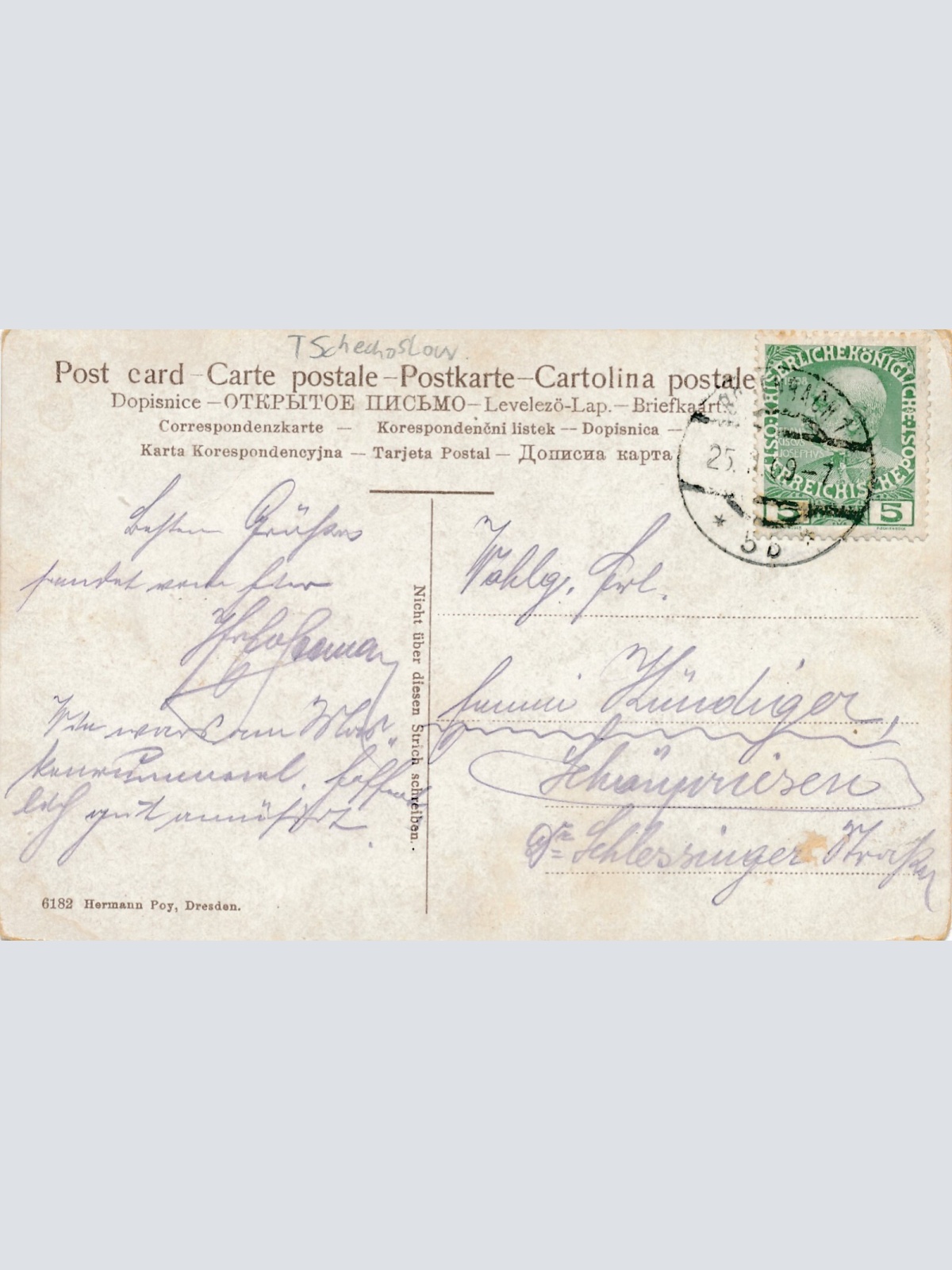 AK aus Tetschen mit Schloss und Brücke Tschechoslowakei Ansichtskarte (10971)