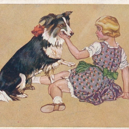 Motiv - Karte Hund und Mädchen Ansichtskarte (10372)