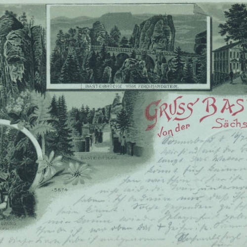 Mondschein - Litho - Karte Gruss von der Bastei Ansichtskarte (10893)