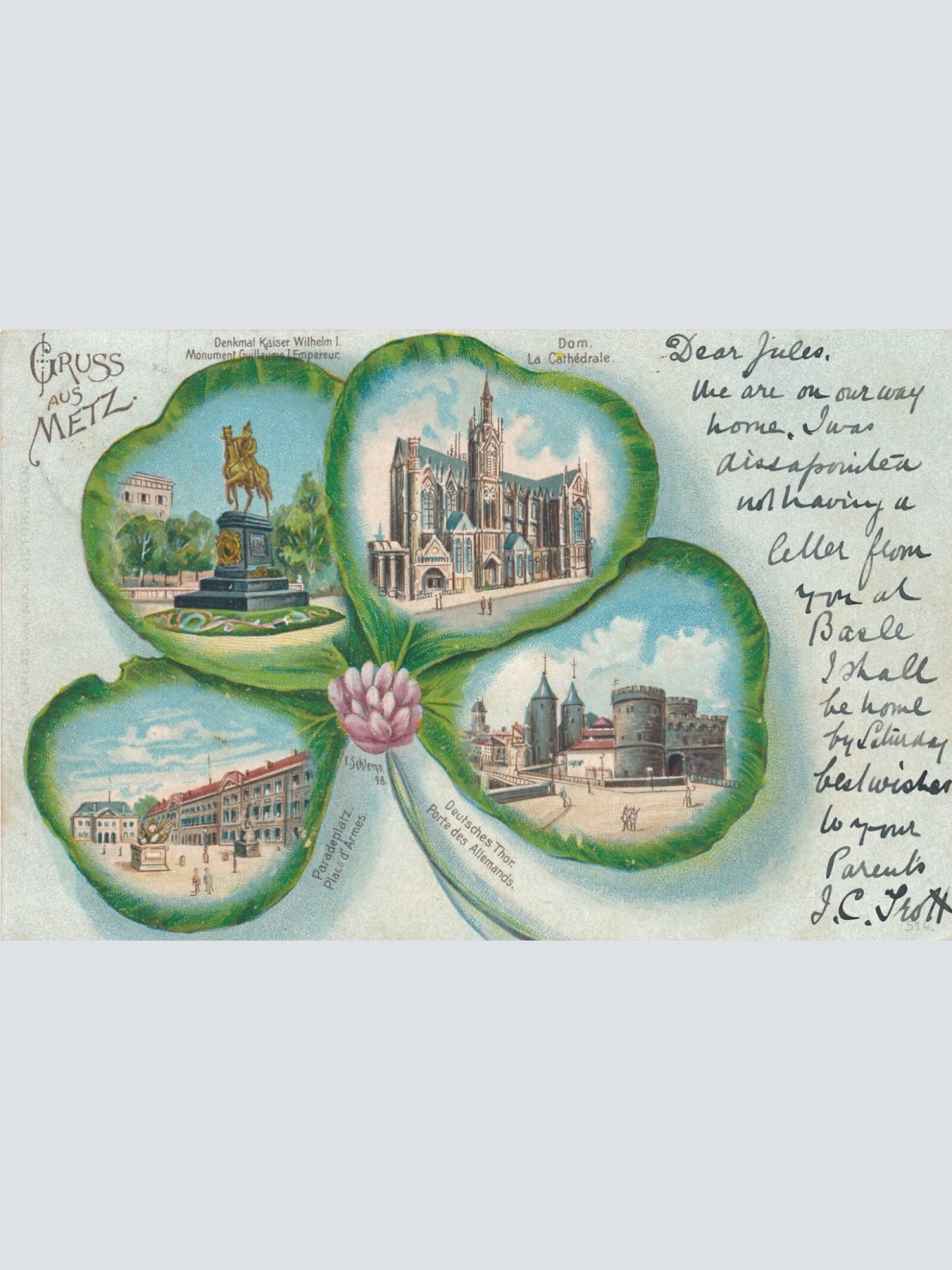 Kleeblatt - Litho - Karte Gruss aus Metz Ansichtskarte (10894)