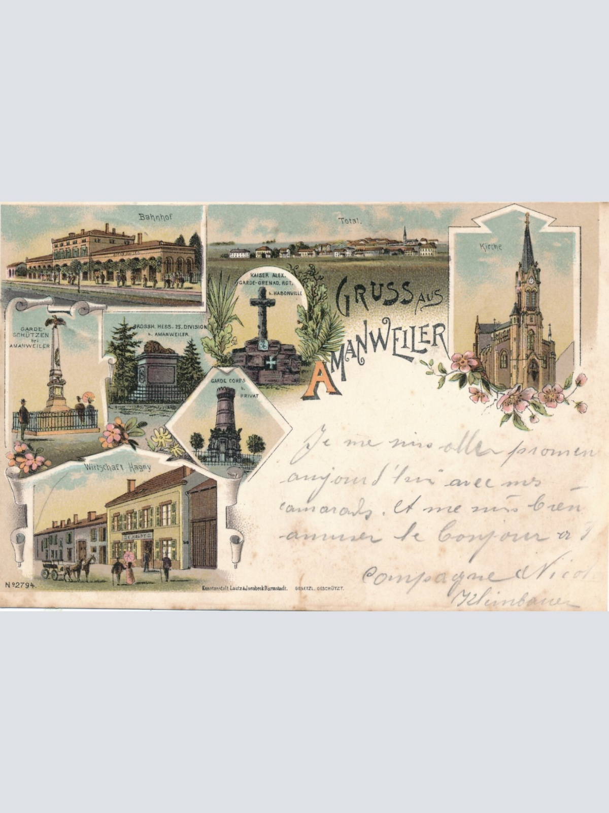 Litho - Karte gruss aus Amanweiler Ansichtskarte (10895)