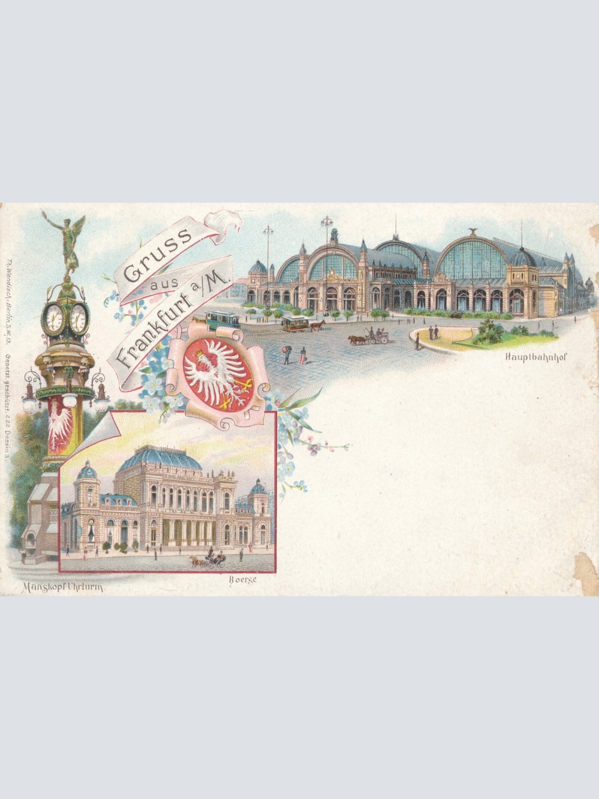 Litho - Karte gruss aus Frankfurt Hessen Ansichtskarte (10896)