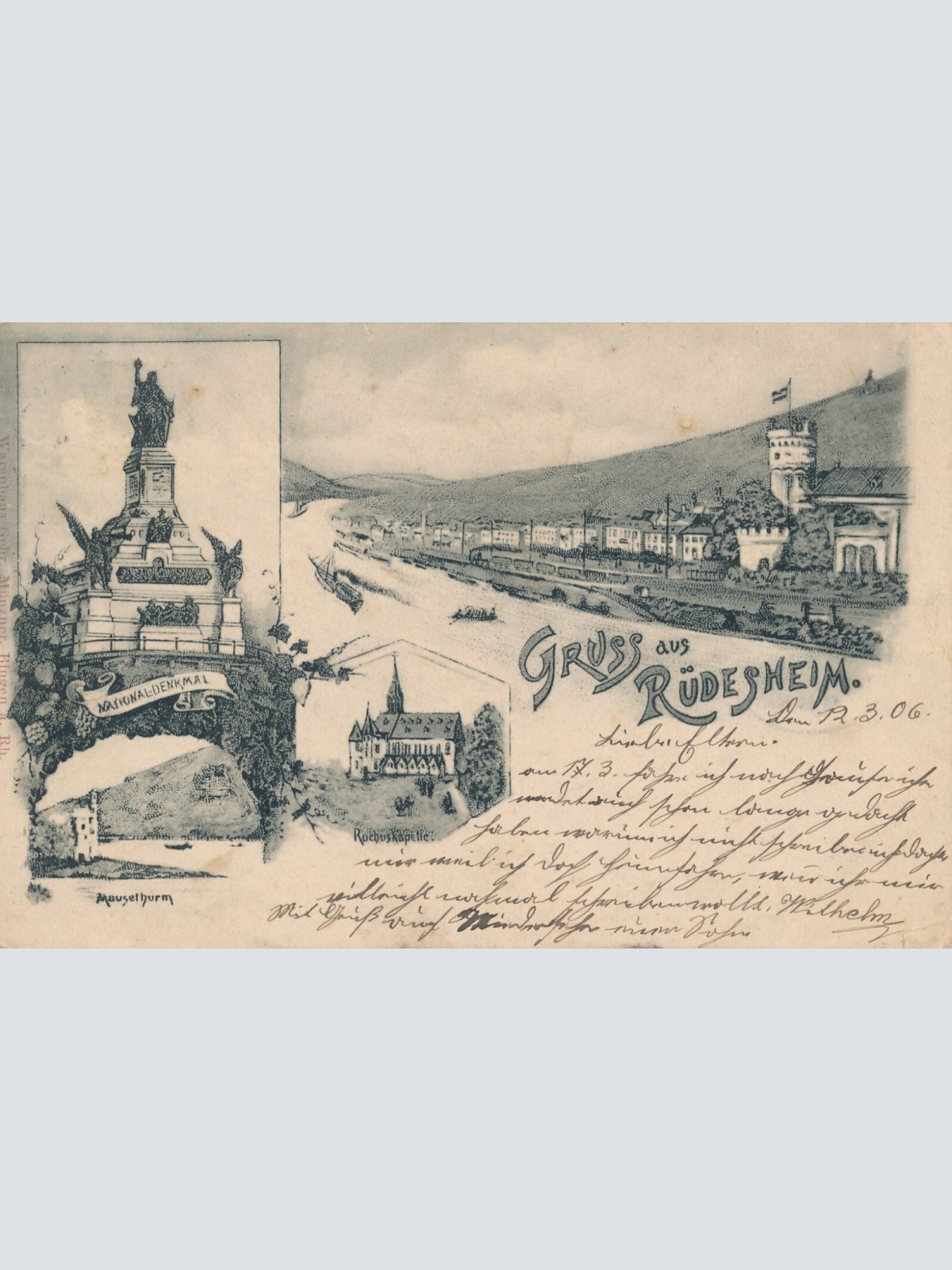 Litho - Karte gruss aus Rüdesheim Hessen Ansichtskarte (10900)