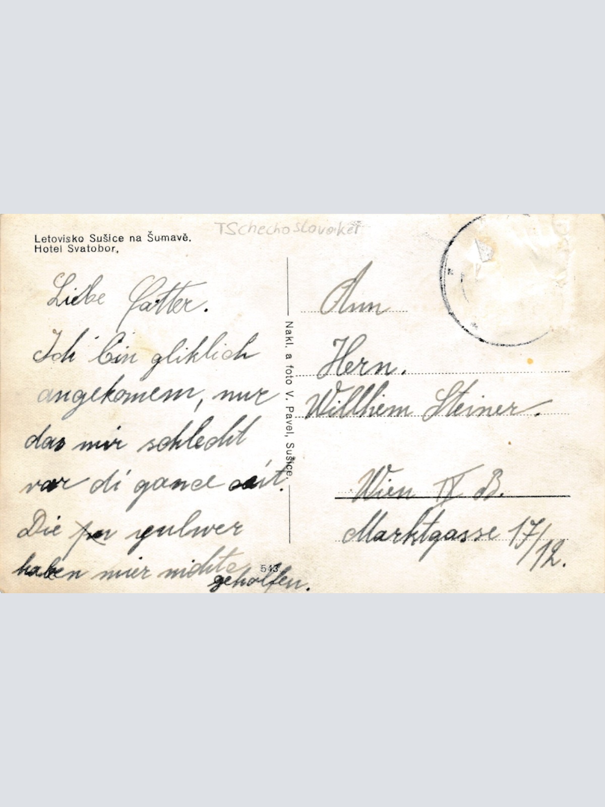 AK aus Letovisko Susice na Sumave mit  Hotel Savatobor Tschechoslowakei (9763)