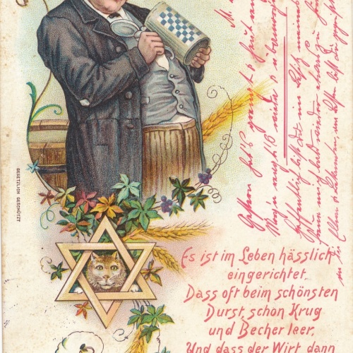 Motiv - Karte Mann mit leeren Bierkrug (10765)