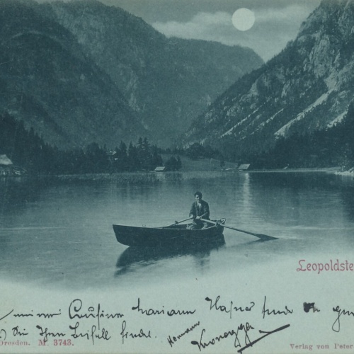 Mondschein - Karte vom Leopoldsteiner See Steiermark Ansichtskarte (10840)