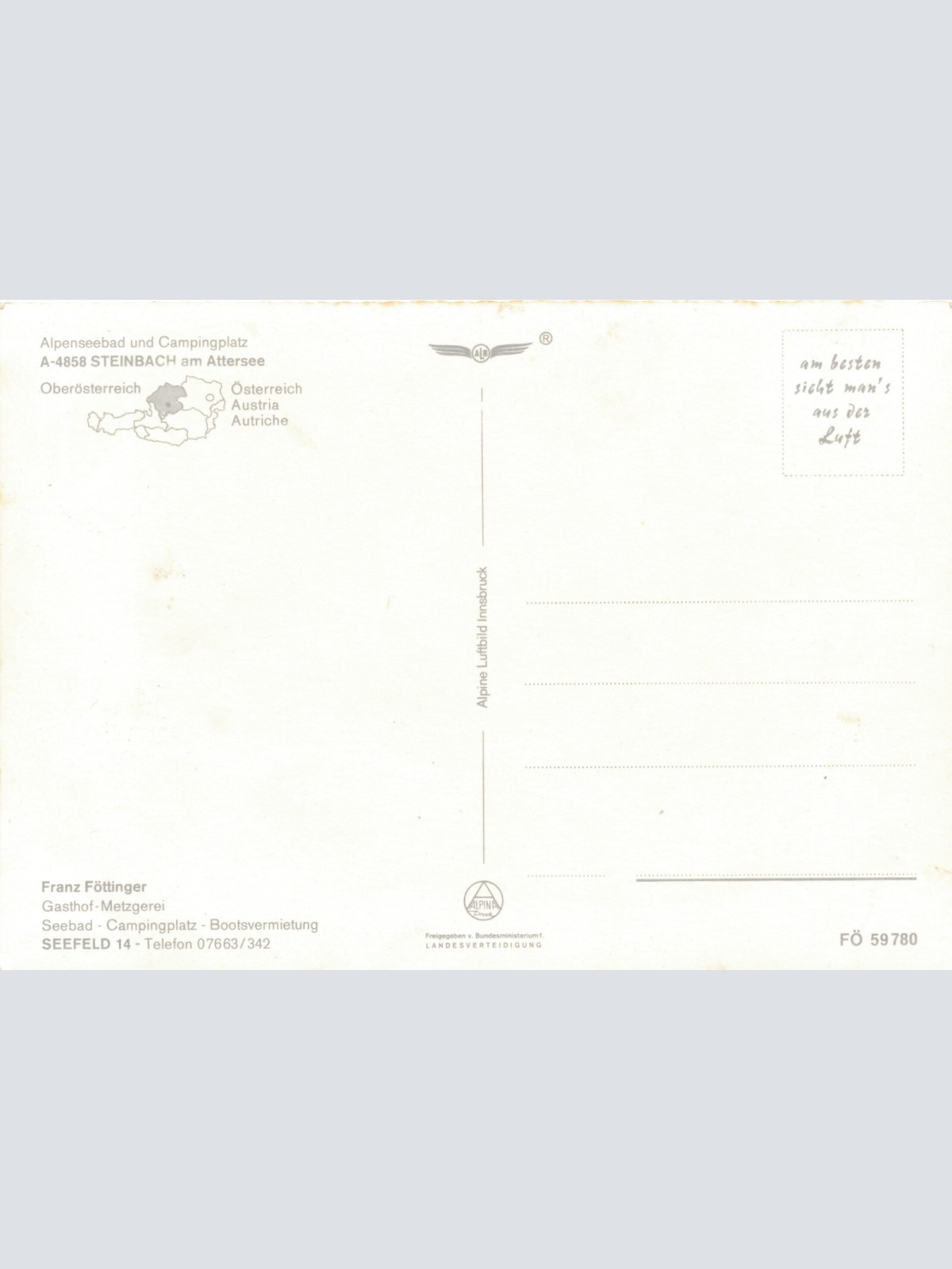 Alipne - Luftbild aus Steinbach Oberösterreich Ansichtskarte (11223)