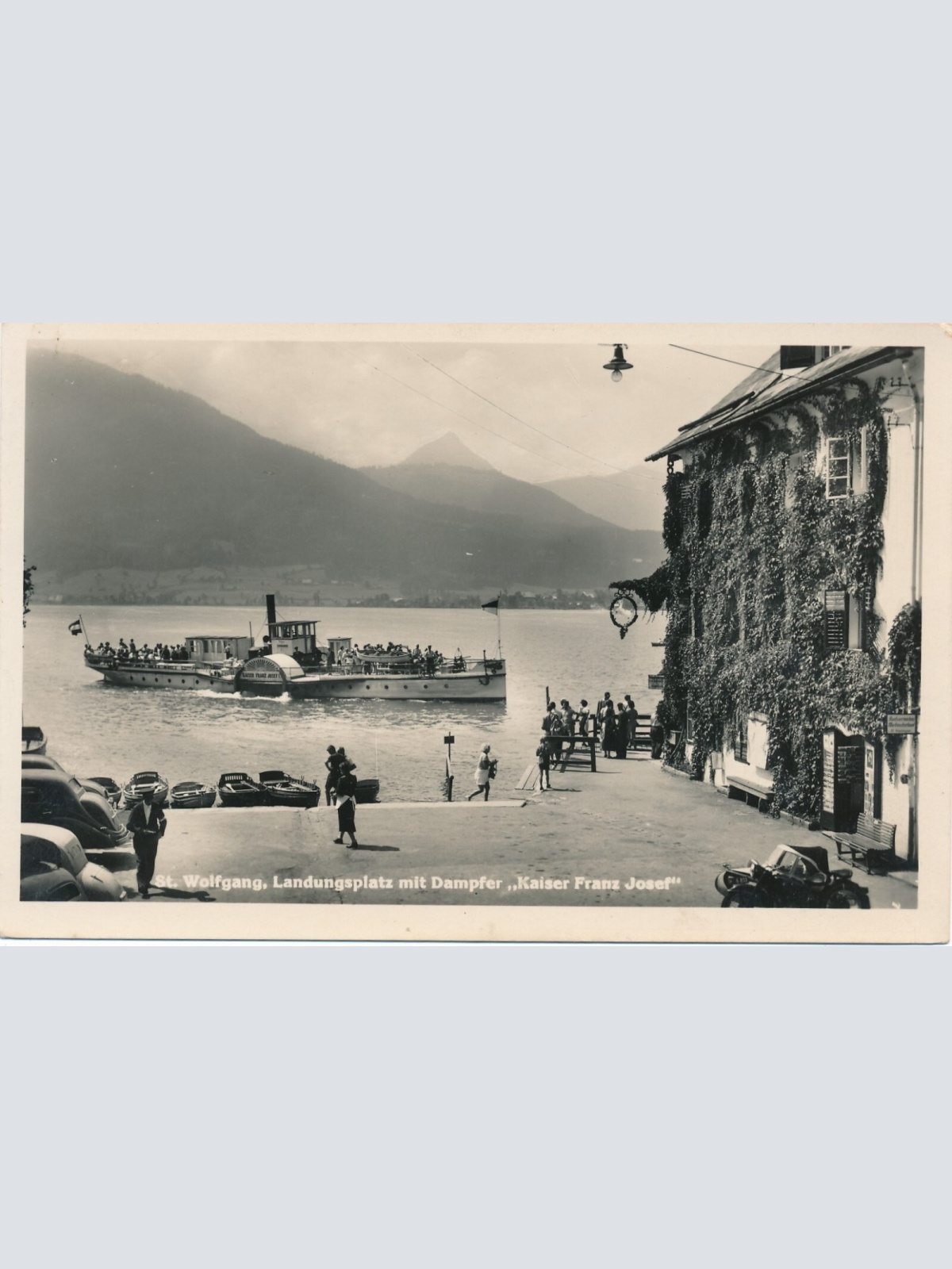 AK aus St. Wolfgang Landungsplatz mit Dampf Oberösterreich Ansichtskarte (11414)