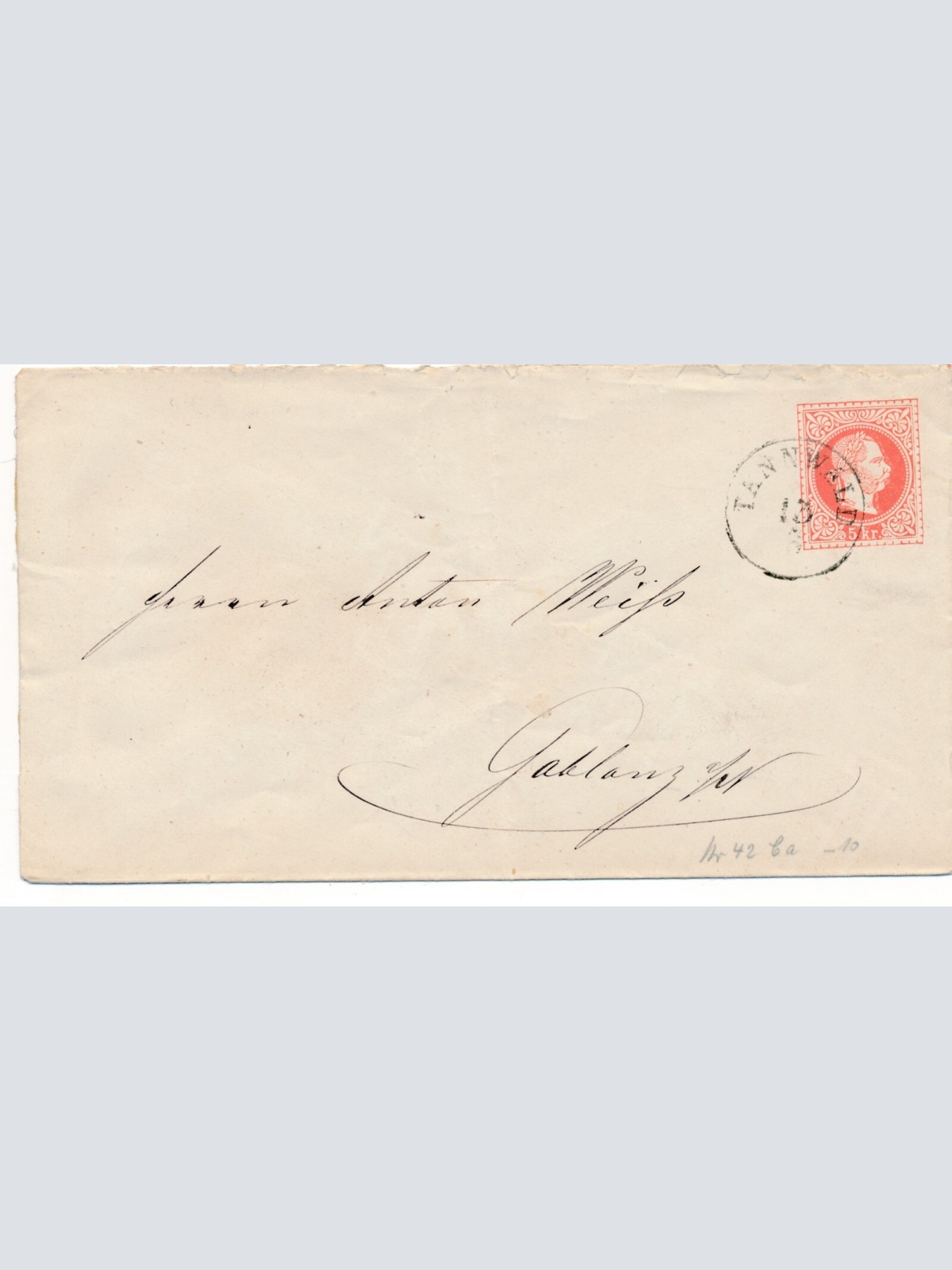 5 Kreuzer - Ganzsachen - Brief aus Tannenwald (11325)