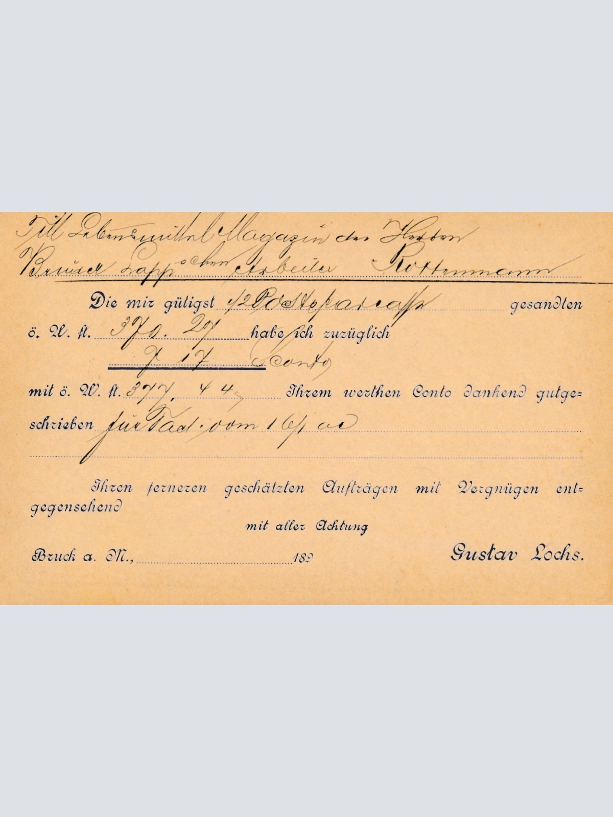 2 Kreuzer - Ganzsachen - Karte aus 1894 aus Bruck an der Muhr (11331)