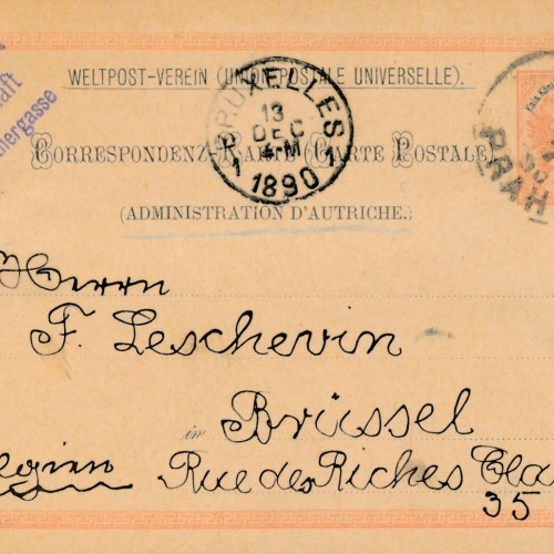 5 Kreuzer - Ganzsachen - Karte aus 1890 aus Prag (11342)