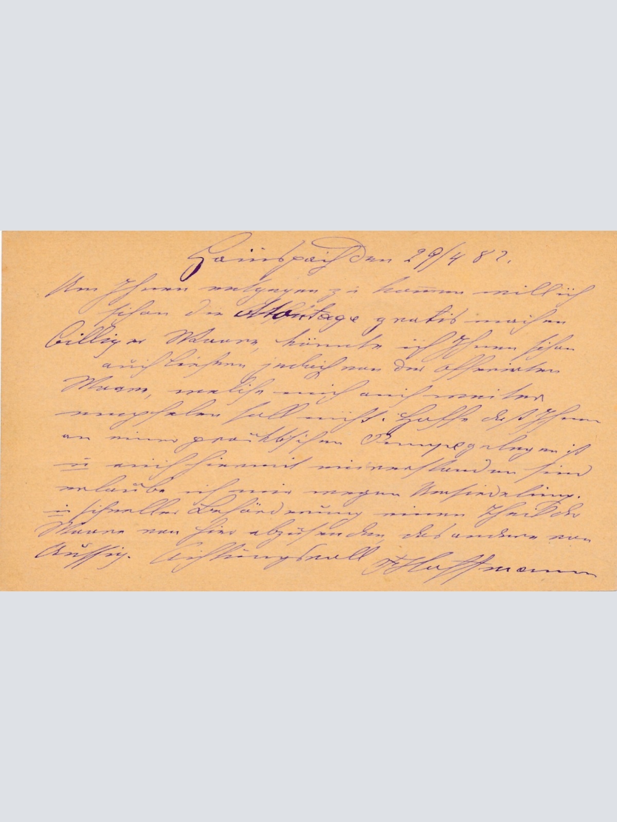 2 Kreuzer - Ganzsachen Karte 1882 aus Hainspach (11134)