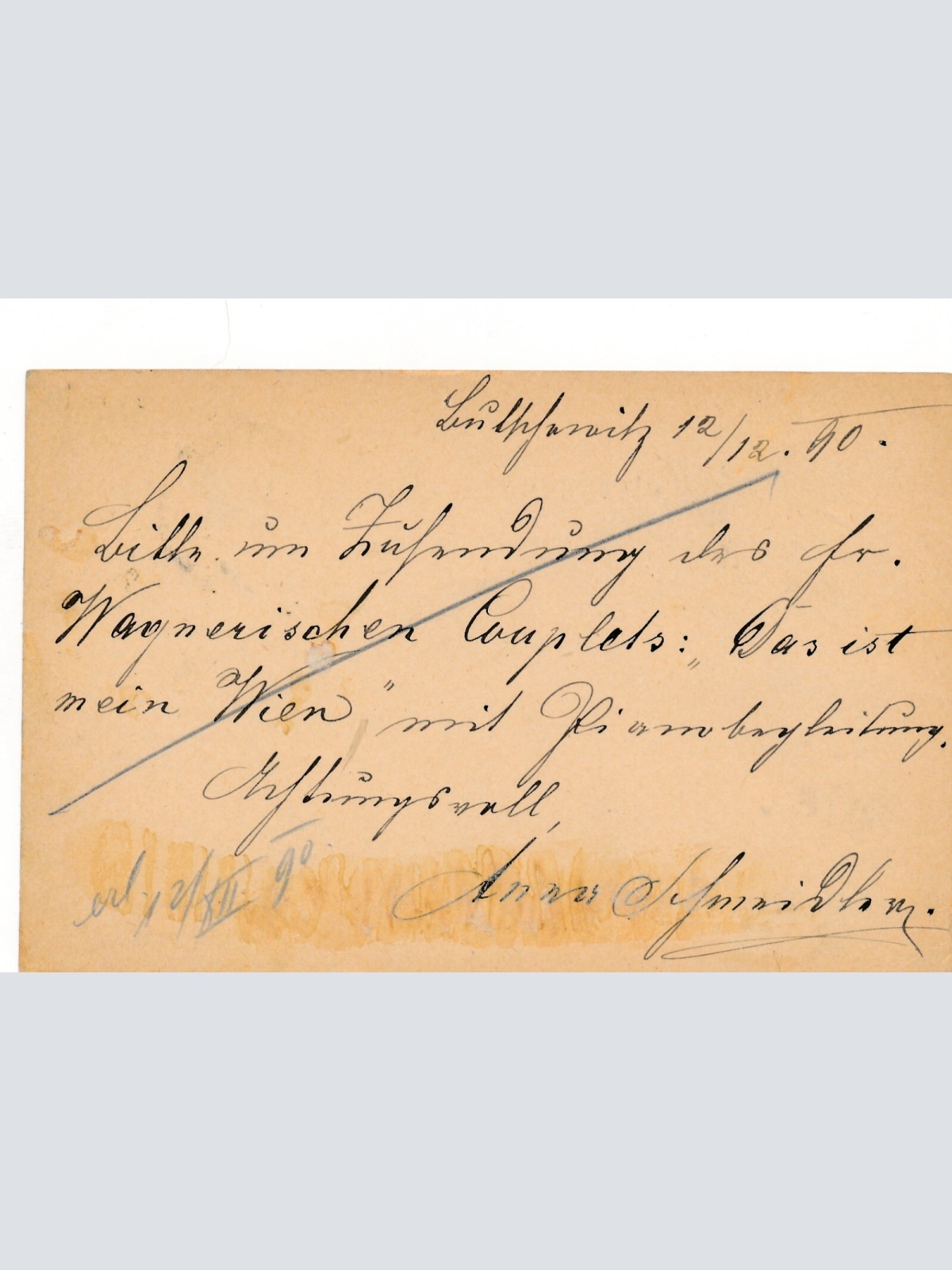 2 Kreuzer Ganzsachen - Karte (Böhm) 1890 aus Butschowitz (11602)