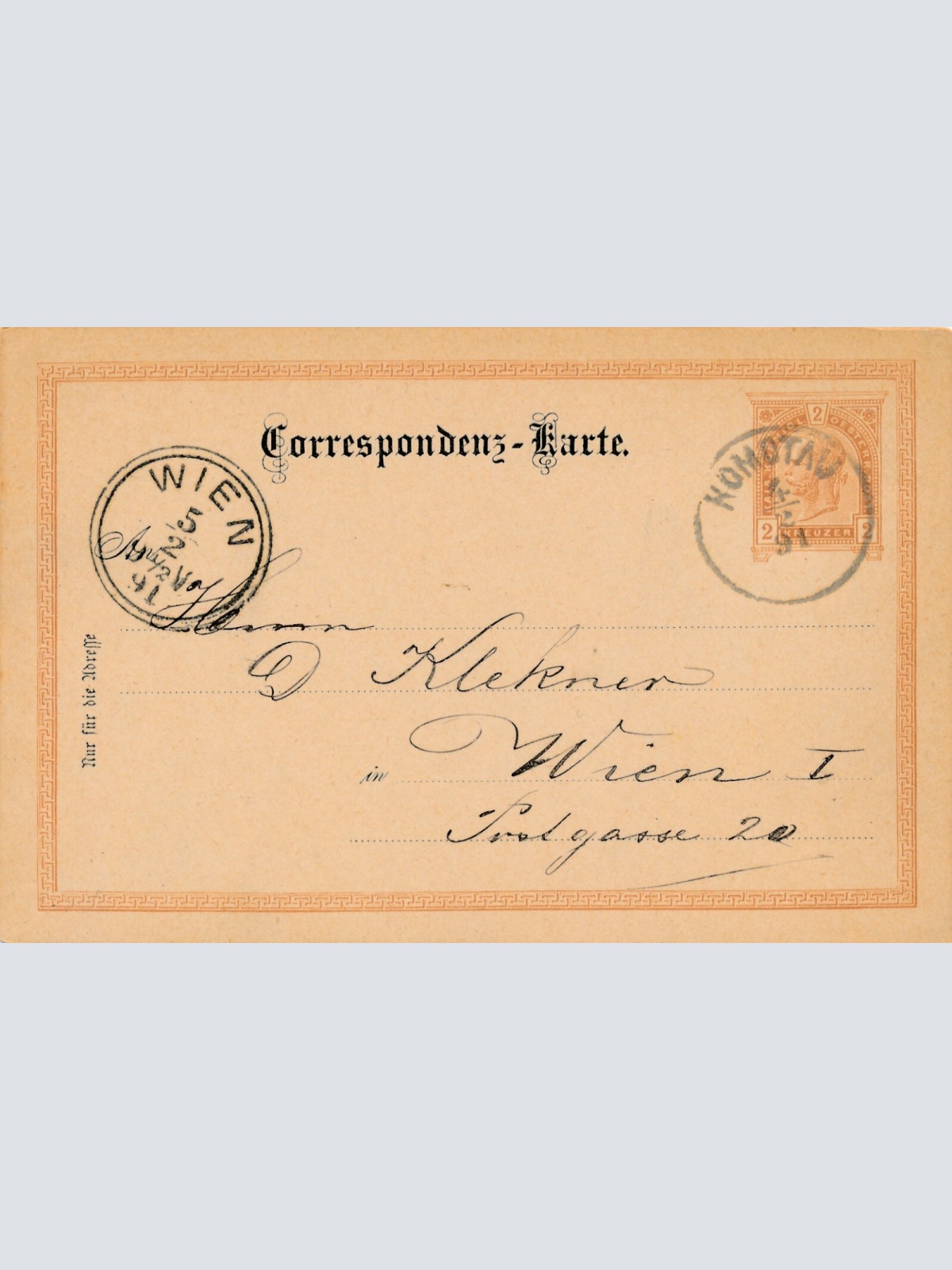 2 Kreuzer Ganzsachen - Karte 1891 aus Komotau (11165)