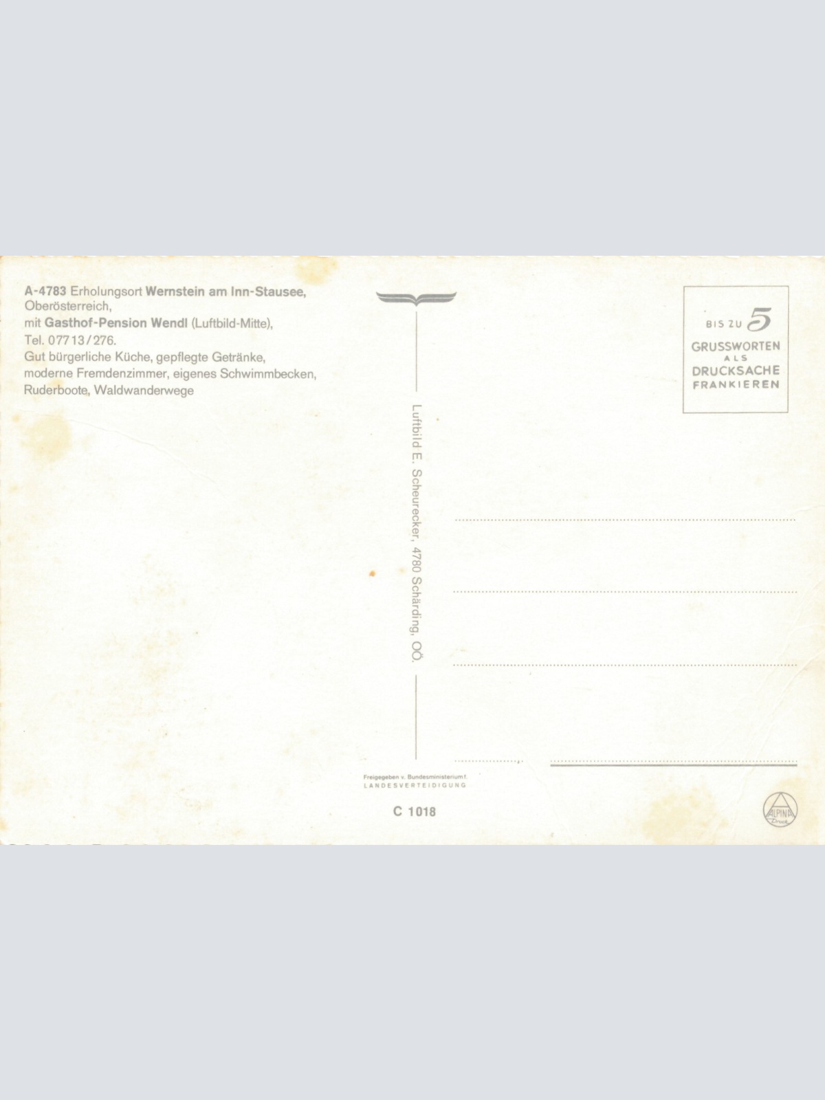 Alpine - Luftbild aus Wernstein mit Gasthof Oberösterreich Ansichtskarte (11539)