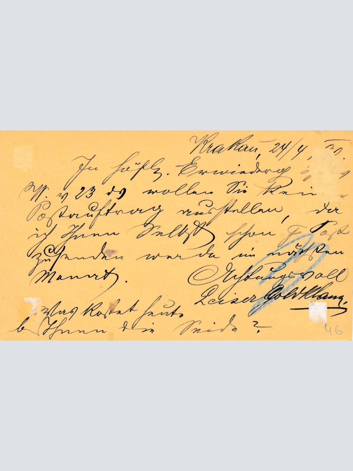 2 Kreuzer Ganzsachen - Karte 1890 aus Krakau Bahnhof (11189)