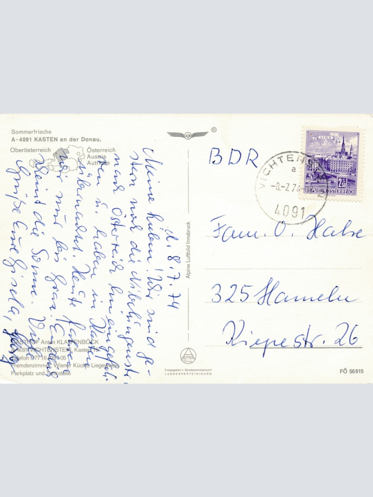 Alpine - Luftbild aus Kasten Oberösterreich Ansichtskarte (11555)