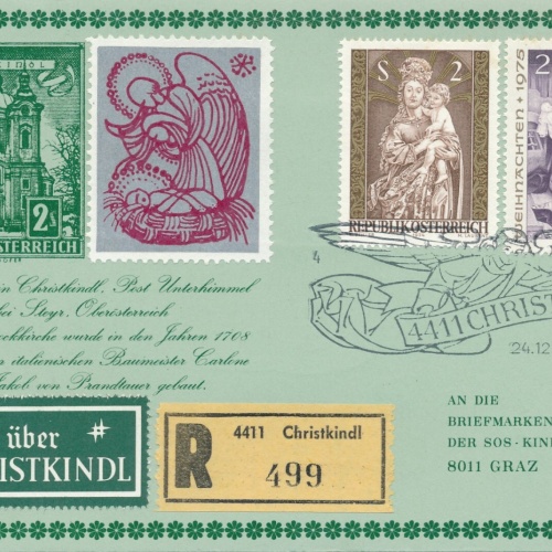 Christkindl - Reco - Karte 24.12.1975 + Vignette (11586)