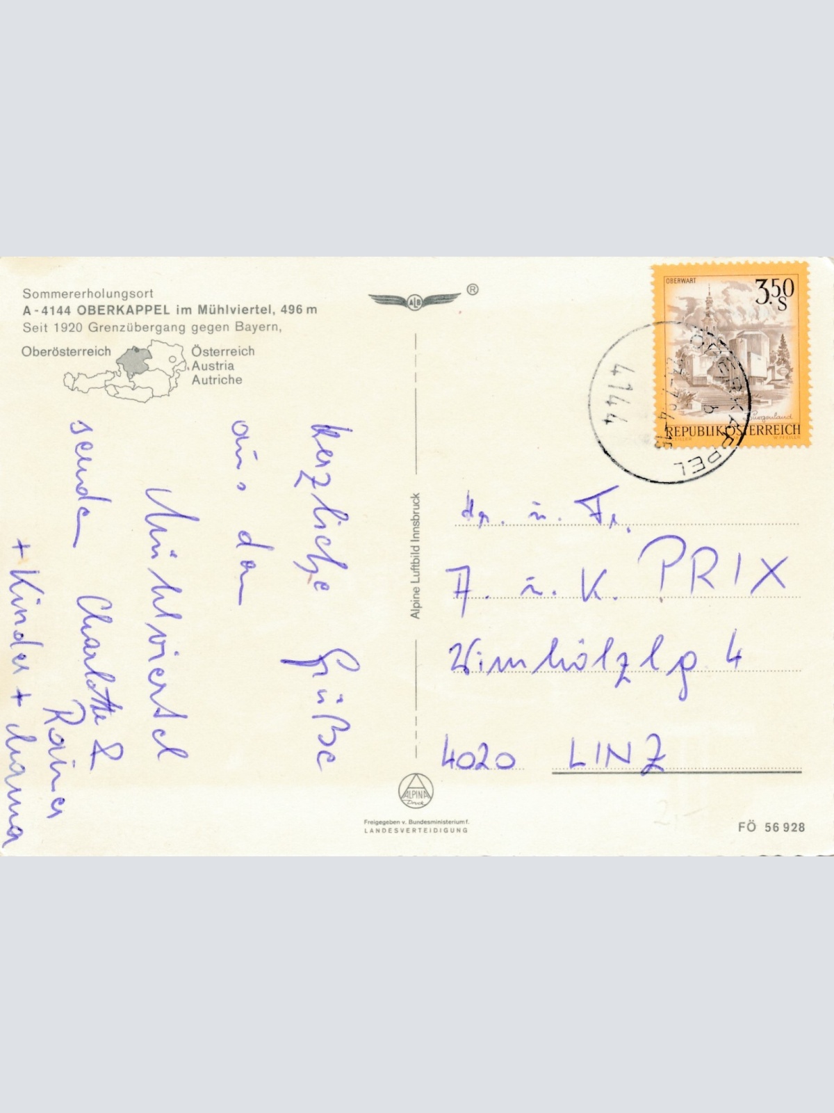 Alpine - Luftbild aus Oberkappel Oberösterreich Ansichtskarte (11657)