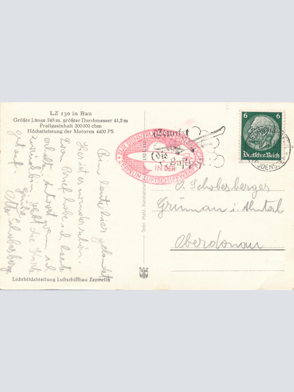 AK der Bau des LZ 130 Zeppelin Länge 245 m Durchmesser 41,2 m (10754)
