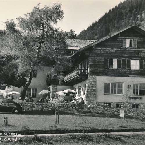 AK von der Zistlalm mit Oldtimer Salzburg Ansichtskarte (11430)