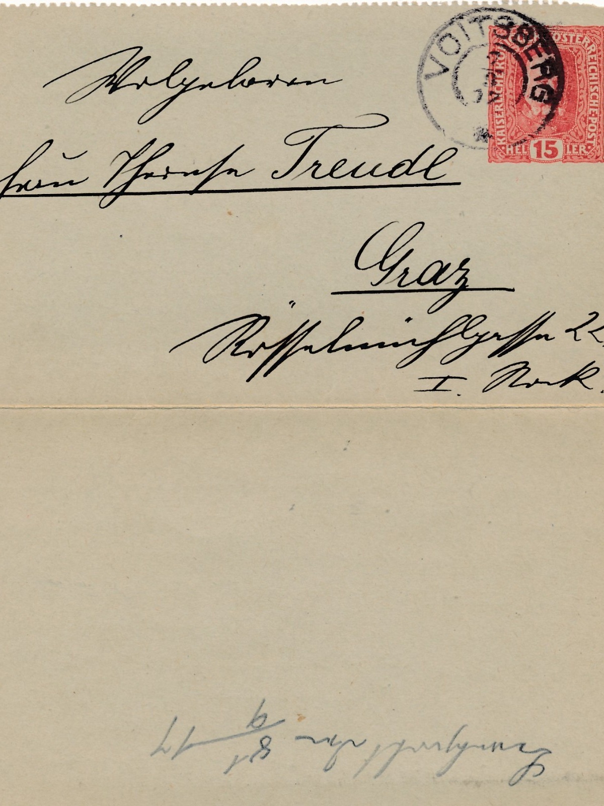 10 Heller Ganzsachen - Karten - Brief aus Voitsberg (16300)