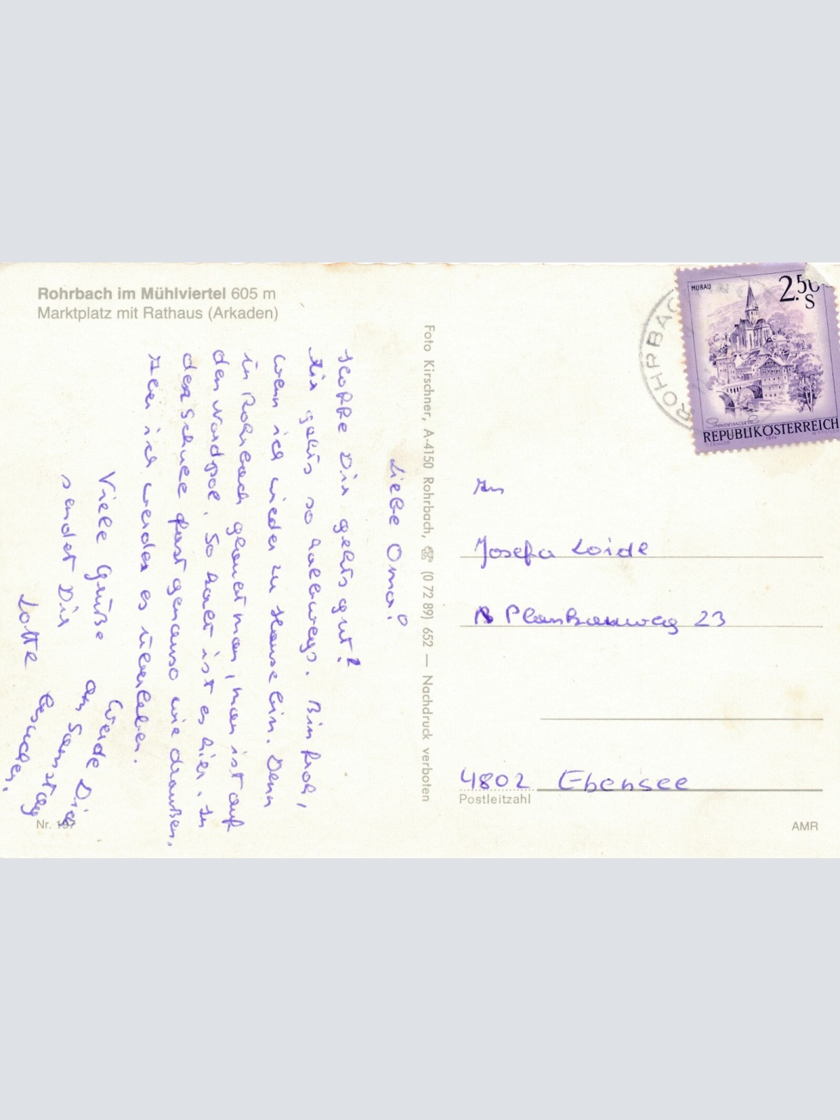 AK aus Rohrbach mit Oldtimer Oberösterreich Ansichtskarte (11510)