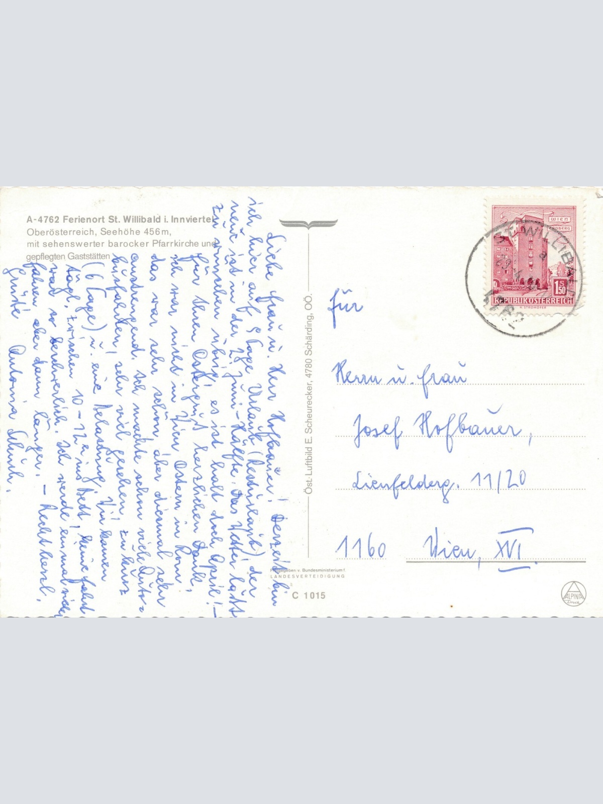 Alpine - Luftbild aus St. Willibald Oberösterreich Ansichtskarte (11454)