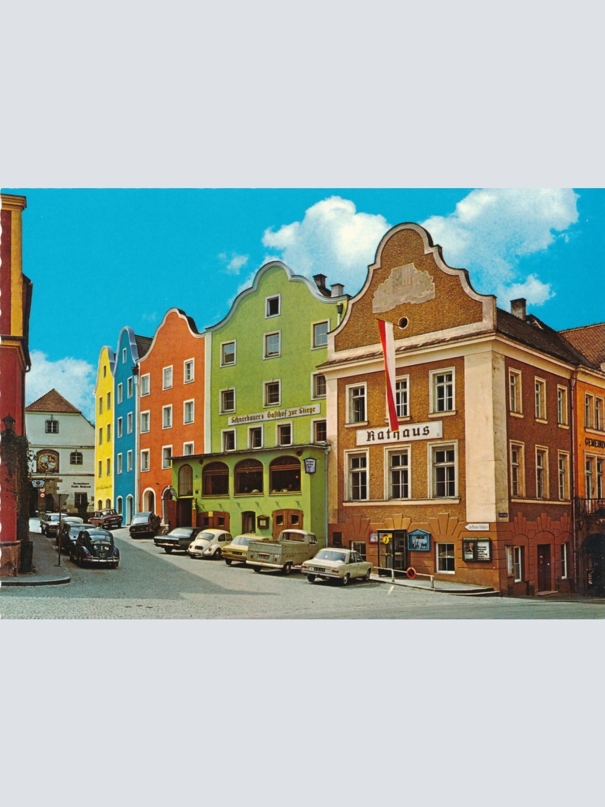 AK aus Schärding mit Oldtimer Oberösterreich Ansichtskarte (11460)