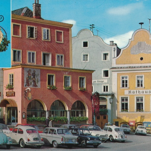 AK aus Schärding mit Oldtimer Oberösterreich Ansichtskarte (11461)