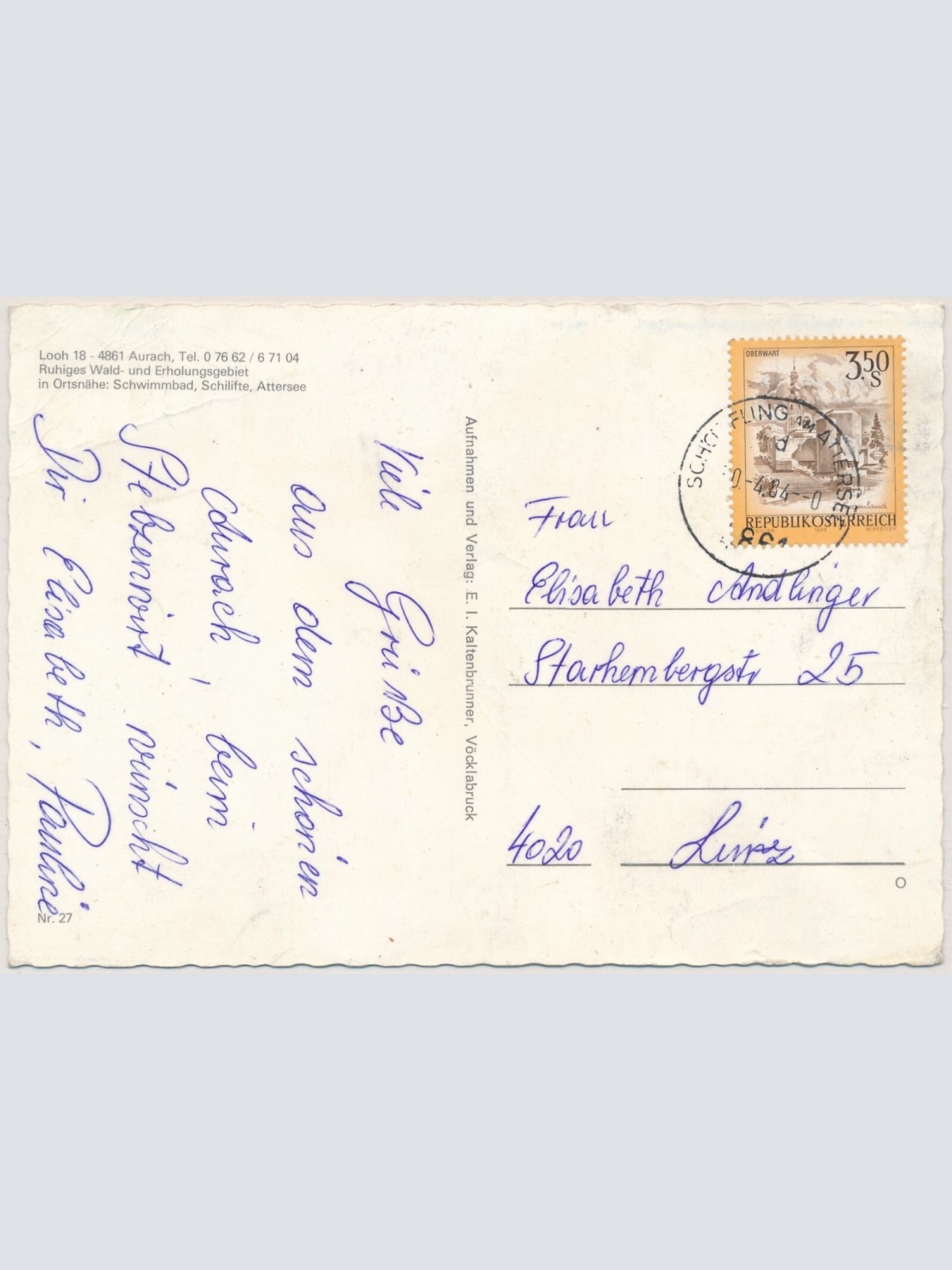 AK, Gasthaus Frieda Six, Aurach, Oberösterreich (S2656)