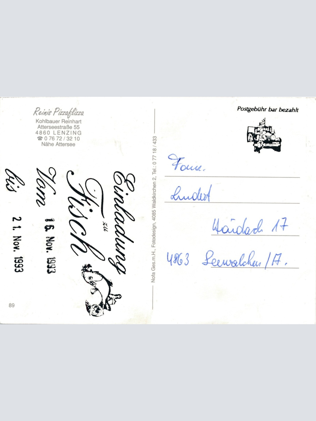 AK, Lenzing, Reinis Pizzaflizza, Oberösterreich (S2636)