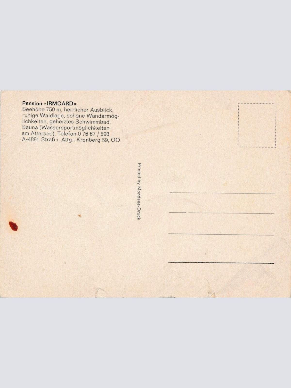 AK, Strass im Attergau, Pension Irmgard, Oberösterreich (S2802)