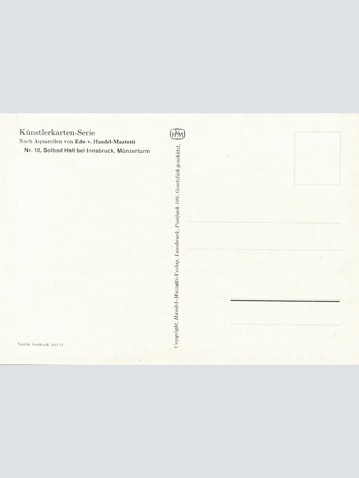 AK Künstlerserie aus Sollbad hall bei Innsbruck Münzerturm Ansichtskarte (11778)