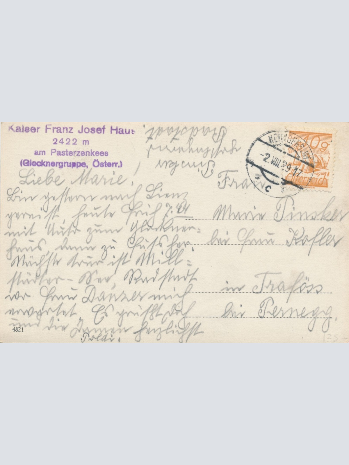 AK vom Kaiser Franz Josef Haus Kärnten Ansichtskarte (12147)