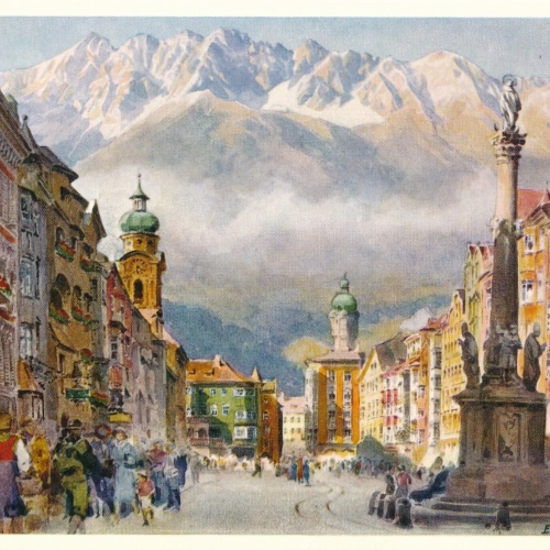 AK Künstlerserie aus Innsbruck Maria Theresienstrasse Ansichtskarte (11785)