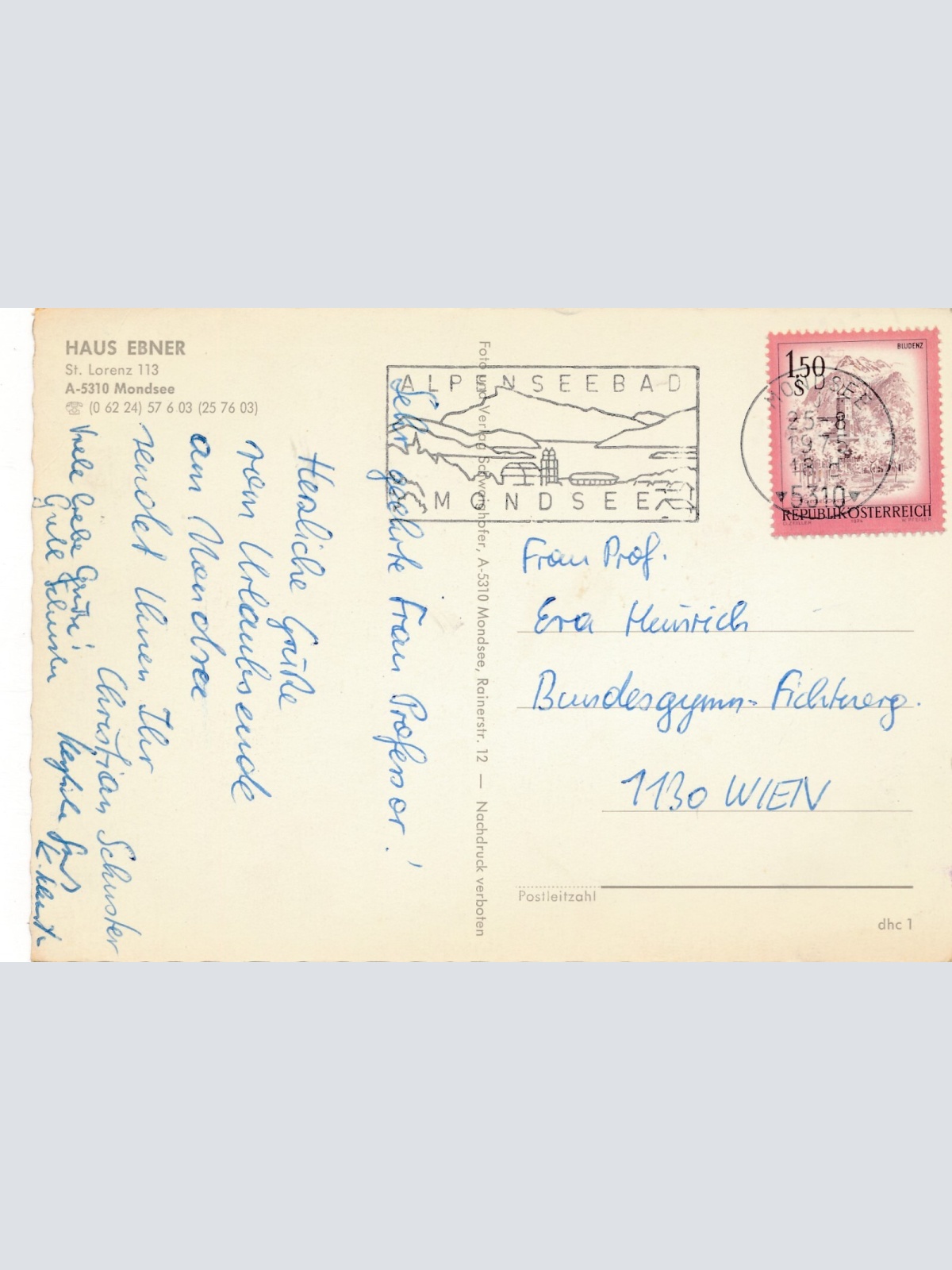AK aus Mondsee Haus Ebner Oberösterreich Ansichtskarte (J319)