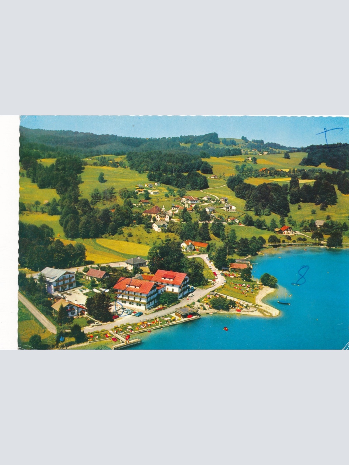 AK aus Unterach am Attersee Oberösterreich Fliegerfoto Ansichtskarte (J329)