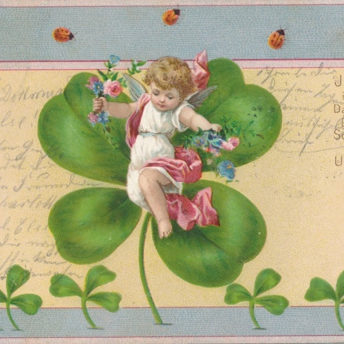 Motiv - Karte gruss aus Dortmund Kleeblatt mit Engel Ansichtskarte (11476)