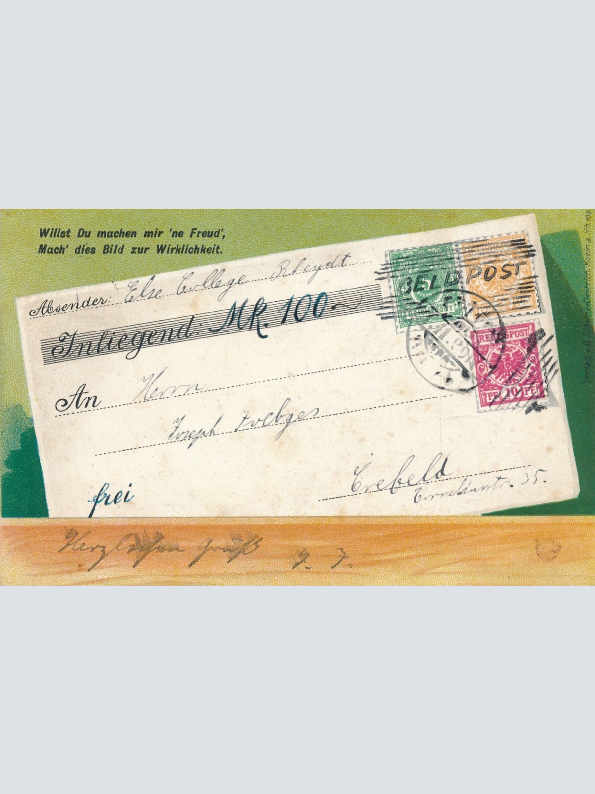 Geld - Post - Motiv - Karte willst du machen mir ne Freud Ansichtskarte (11479)