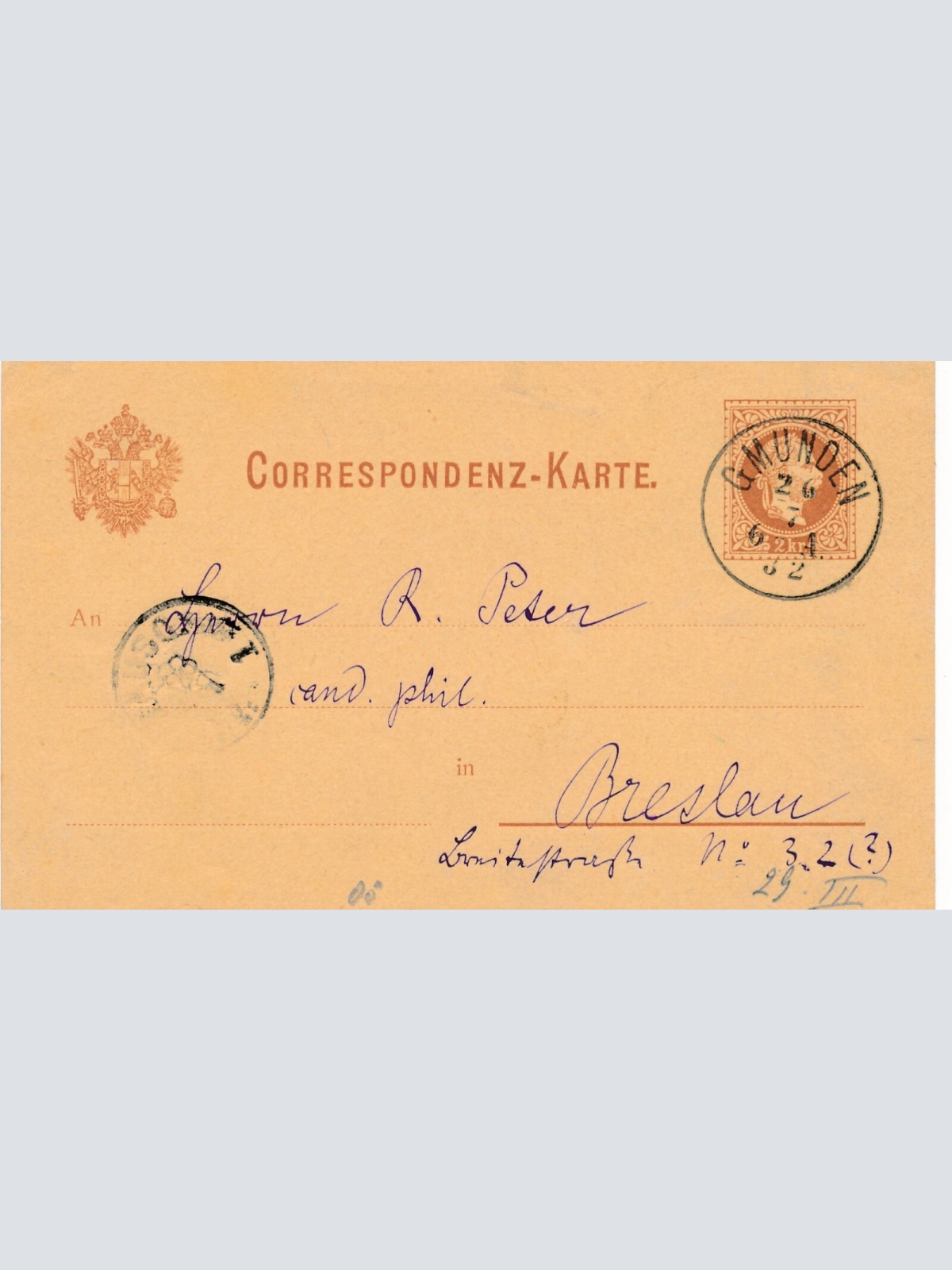 2 Kreuzer Ganzsachen - Karte 1882 aus Gmunden (12531)