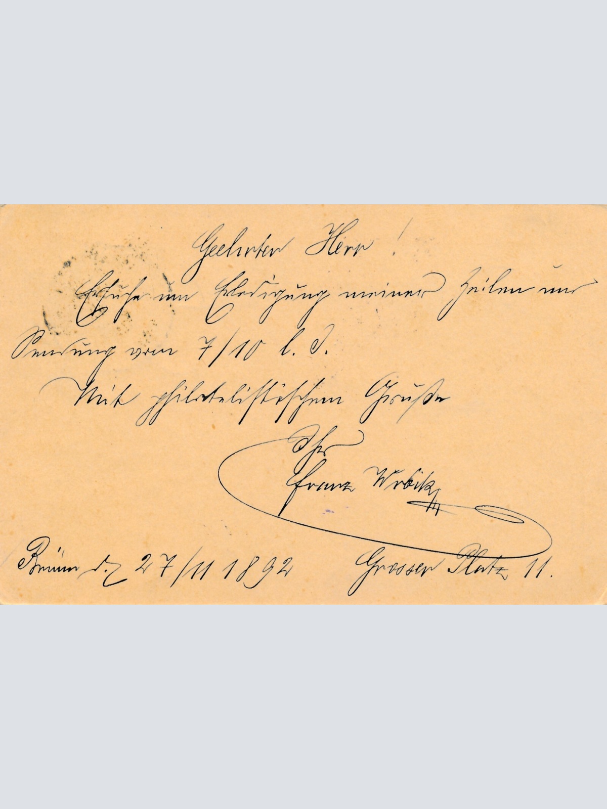 2 Kreuzer Ganzsachen - Karte 1892 aus Brünn Stadt (12533)