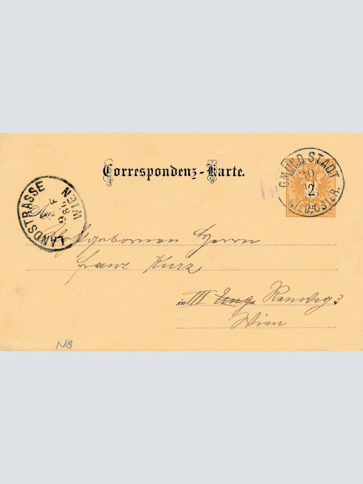 2 Kreuzer Ganzsachen - Karte 1886 aus Gmünd Stadt (12534)