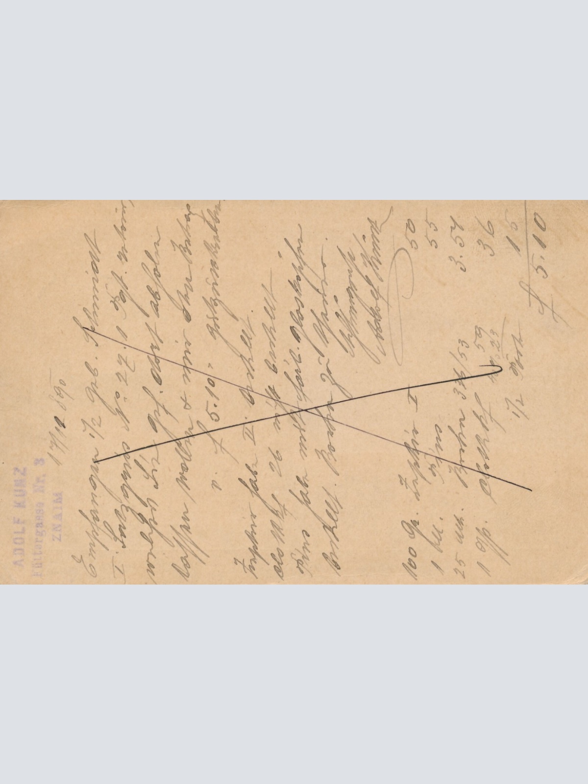 2 Kreuzer - Ganzsachen - Karte 1890 aus Znaim (12292)