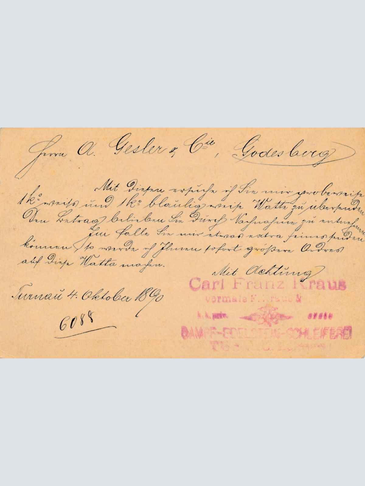 2 Kreuzer - Ganzsachen - Karte 1890 aus Turnau (12293)