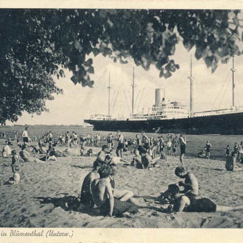 AK aus Blumensthal Strandleben Bremen mit Dampfer Ansichtskarte (11370)